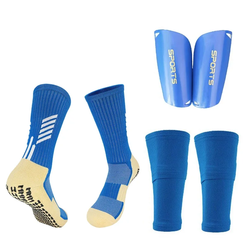 Sports Equipment Adult Youth Kid Soccer Shin Guards With Pocket Cover Calf Sleeve Anti-Slip Soccer Sock With Football Shinguards