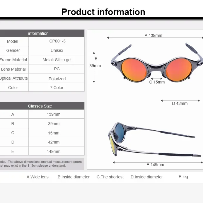 Lunettes de vélo polarisées à monture en métal, lunettes de soleil de pêche en plein air et de soutien-gorge, couleur odor, contre-boîte, haute qualité