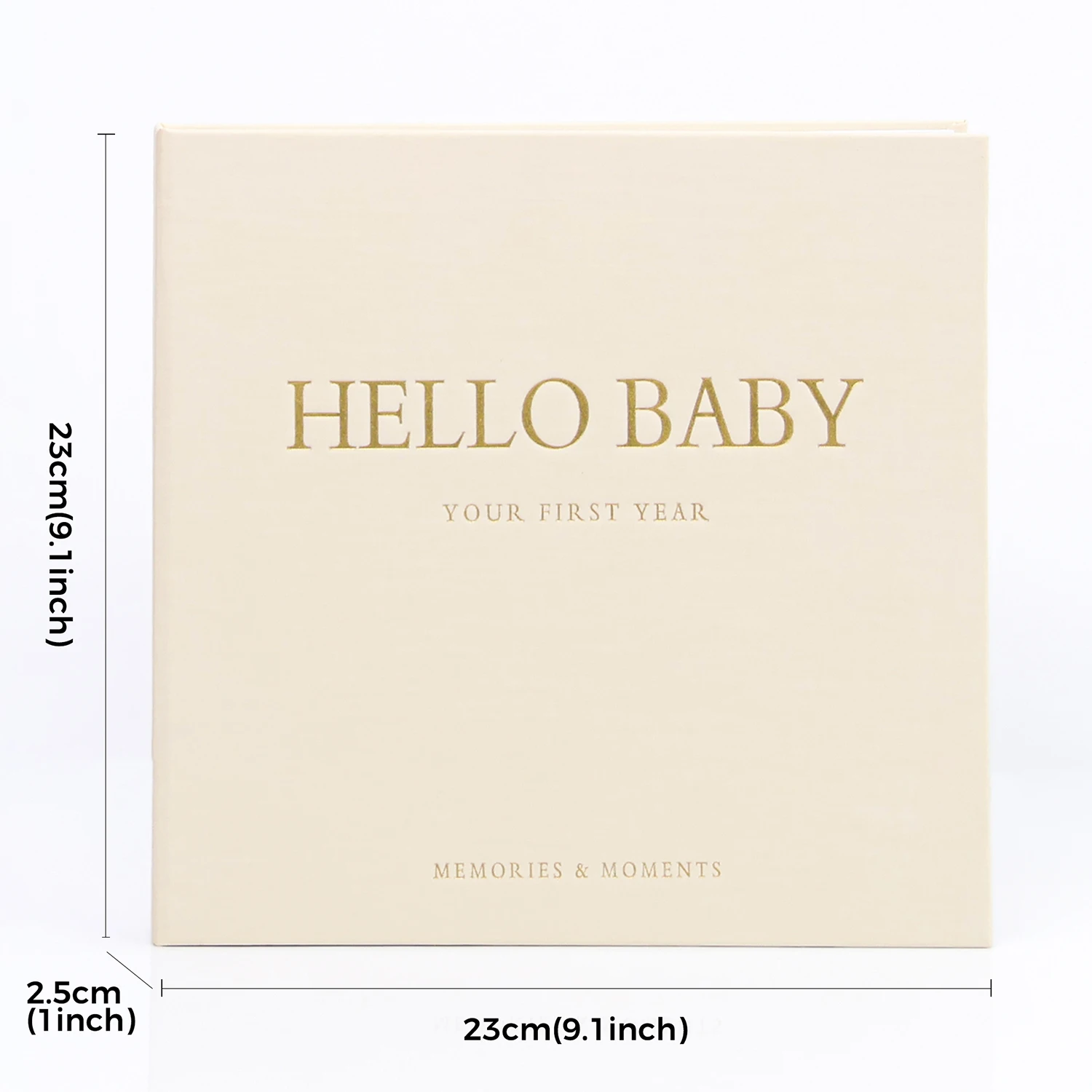 ERATOPIC Linen Fabric Golden Logo Hello Baby Memory Keepsake Book Hidden Spiral Binding Baby Memory Journal For Baby Shower