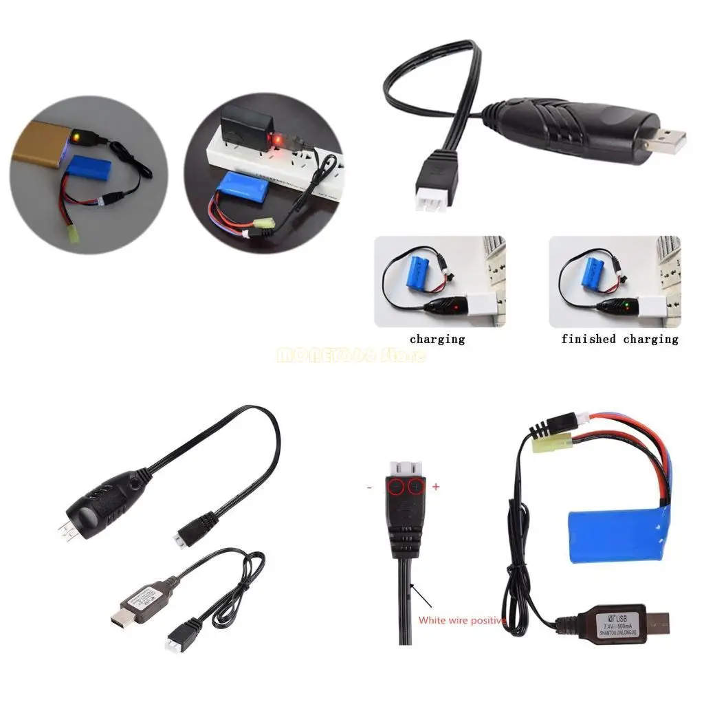 F62C 7.4V 충전기 2000MA /1000MA /500MA XH-3P 2S LIPO LII-ION Electric RC Aircraft Car Robot for 탱크 7.4V USB 충전