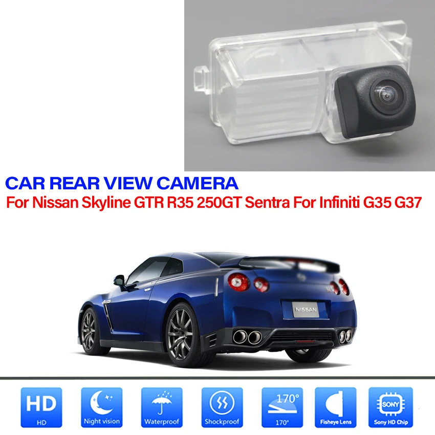 

Vehicle Rear View Camera For Nissan Skyline GTR R35 250GT Sentra For Infiniti G35 G37 HD 1080P 170° FishEye Lens Night Vision