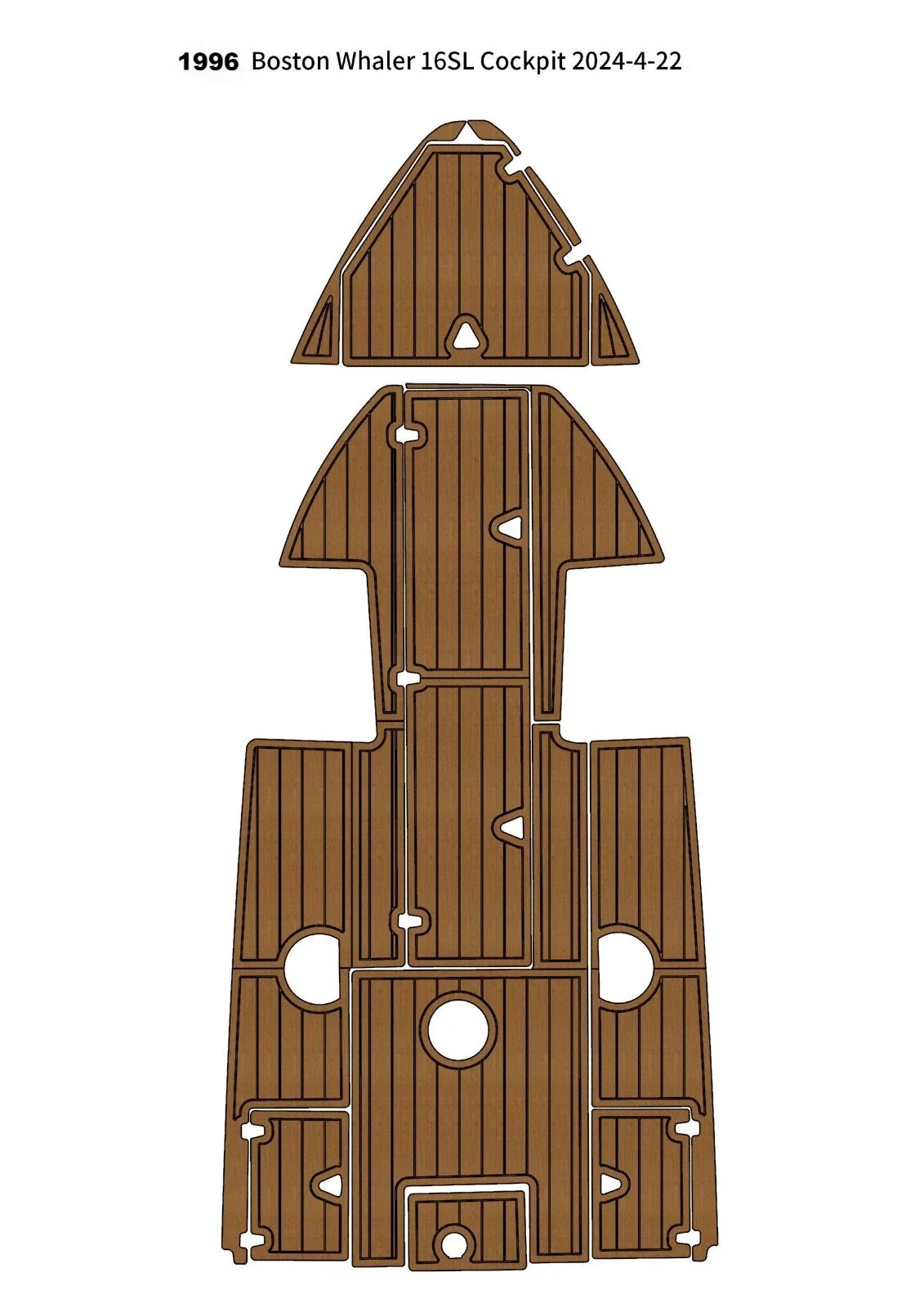 

1996 Boston Whaler 16SL Swim Platform Cockpit Pad Boat Customized EVA Foam Faux Teak Deck Floor Mat Boat Accessories