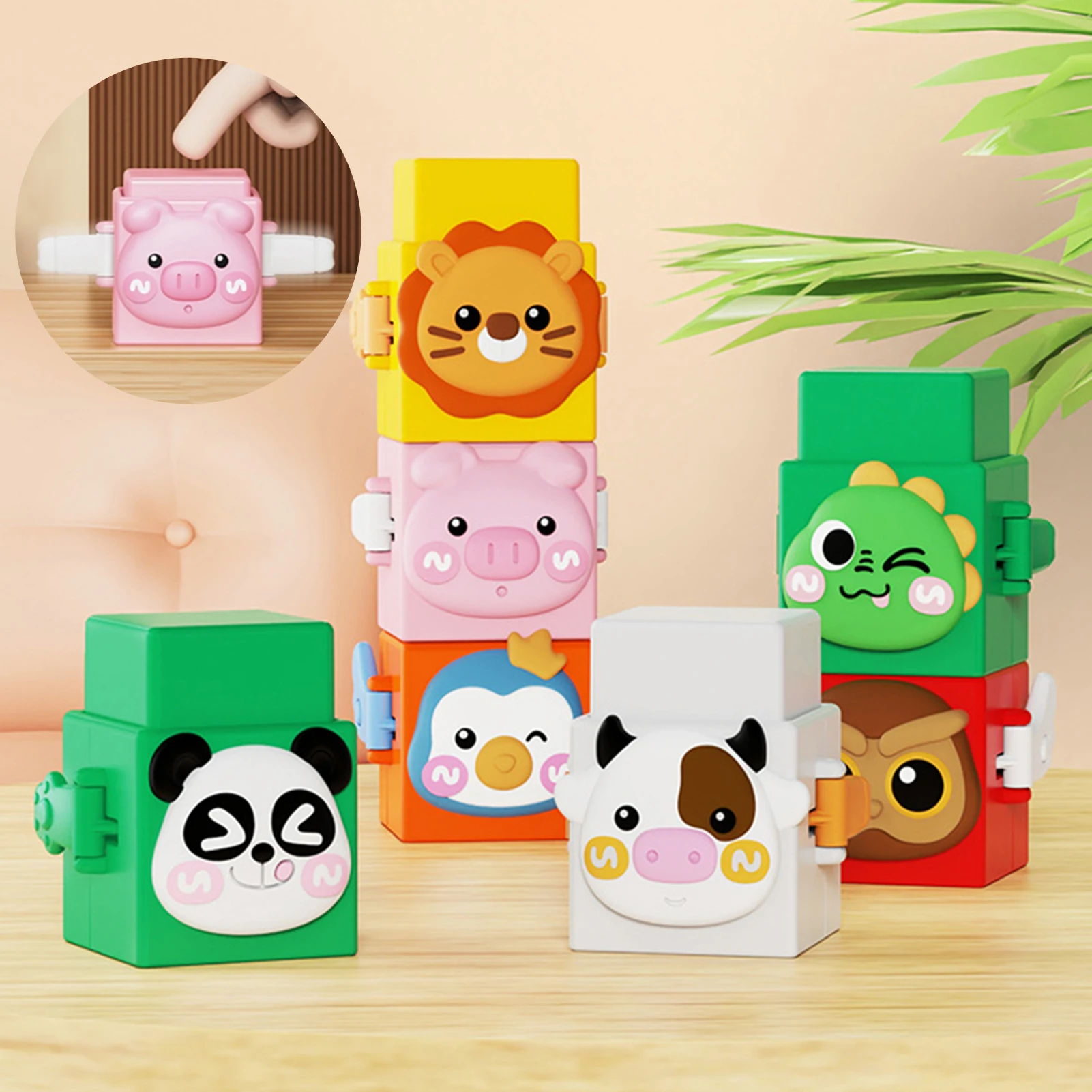 Stacking Toys Kids' Fun Stacking Game With Cute Pets Colorful Cartoon Design For Daily Use Early Interactive Educational Toy