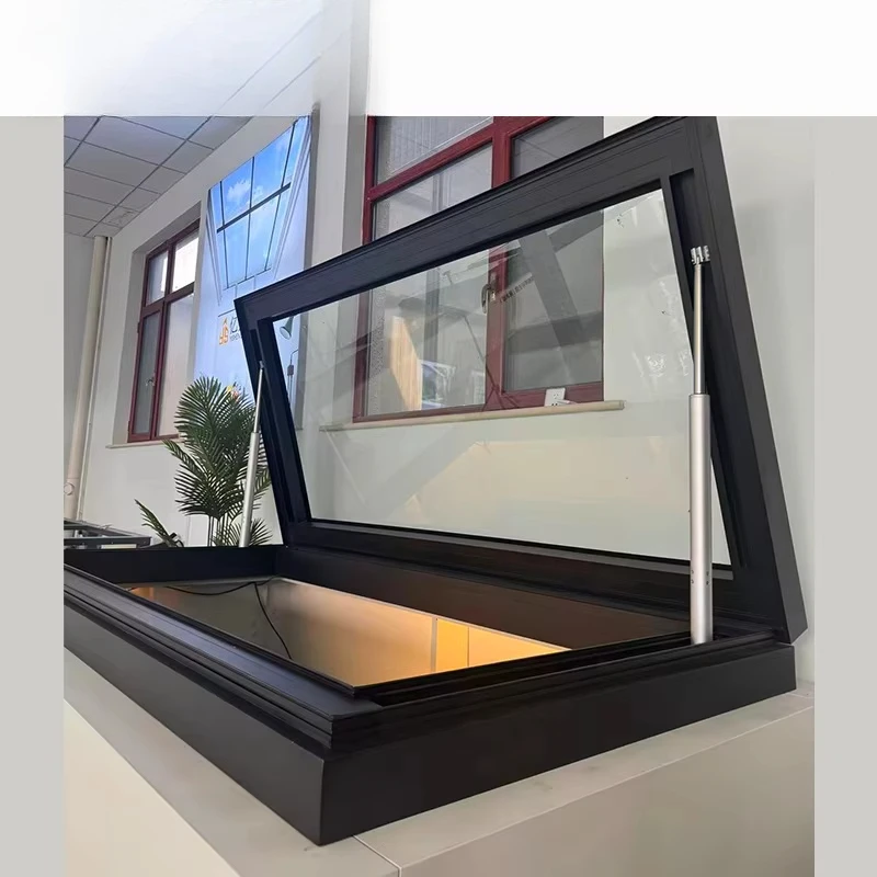 Terrace automatic skylight with stairs and basement window hydraulic system Electric double glass skylight