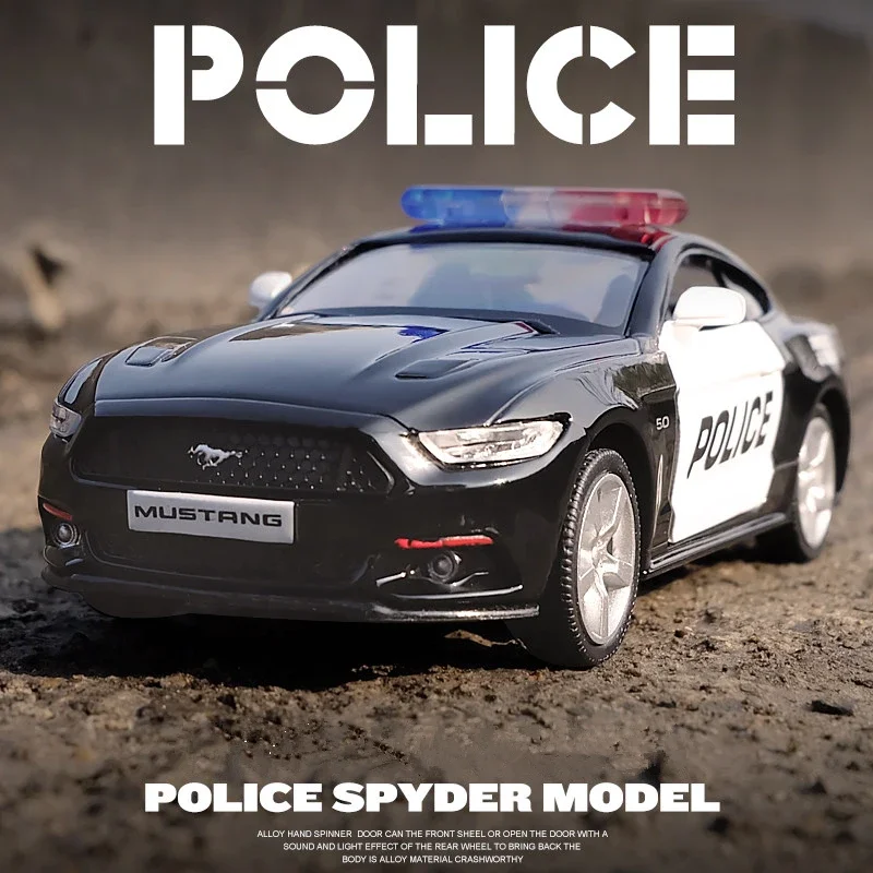 1:32 Mustang Alloy Sports Car Model Diecasts Metal Police Toy Car Model Simulation Sound and Light Collection Toy Gift