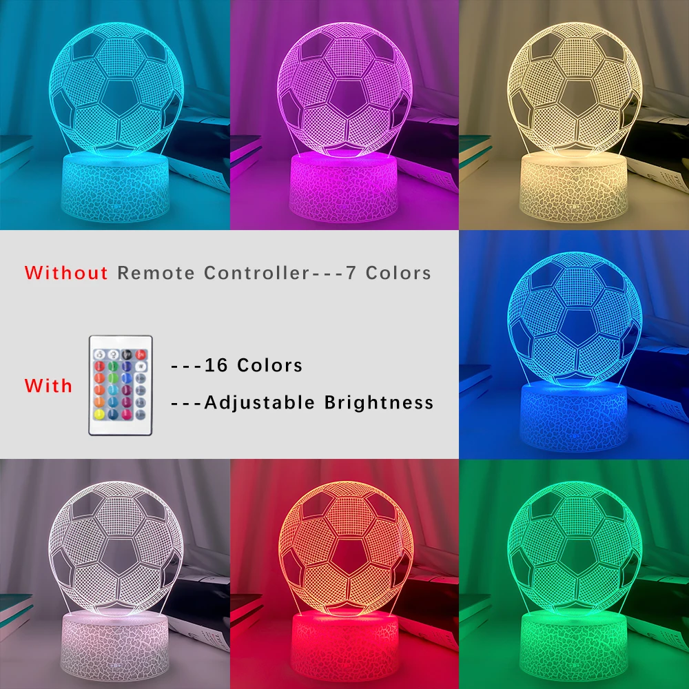 3d Illusion Child Night Light Football Ball Touch Sensor Remote Nightlight for Kids Bedroom Decoration Soccer Table Lamp Gift