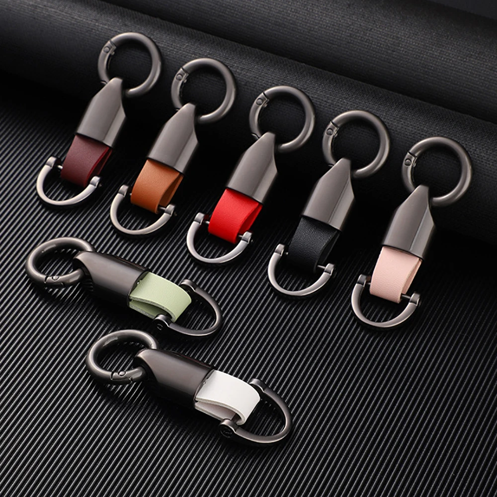 Trendy Car Keychain Luxury Men Women Key Chain for Key Ring Holder Durable PU Leather Horseshoe Buckle Best Gift Accessories