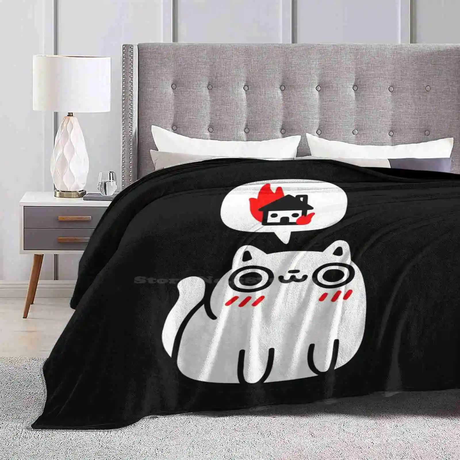 Dreaming Of Destruction Trend Style Funny Fashion Soft Throw Blanket Cats Funny Cute Destruction Destroy Fire Explosion Burn