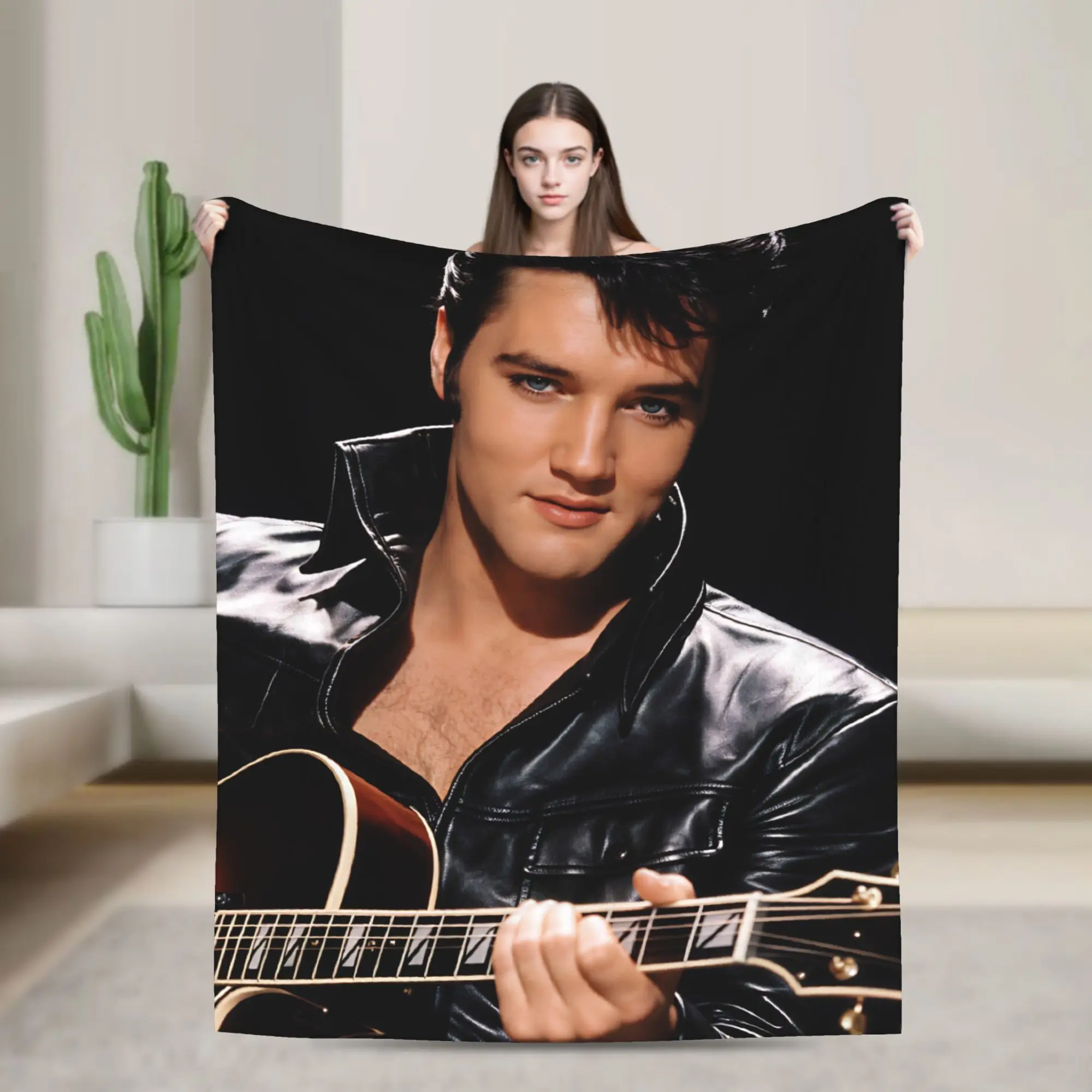 Warm Soft BlanketGirls Boys Picnic E Elvis Graceland Throw Blanket  Flannel Bedspread For Couch Chair Print Sofa Bed Cover