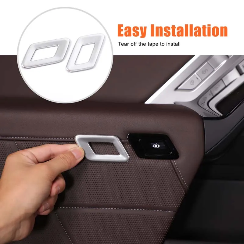 

2Pcs ABS silver For BMW 7 Series G70 2023+ car rear door switch frame decoration sticker car interior protection accessories