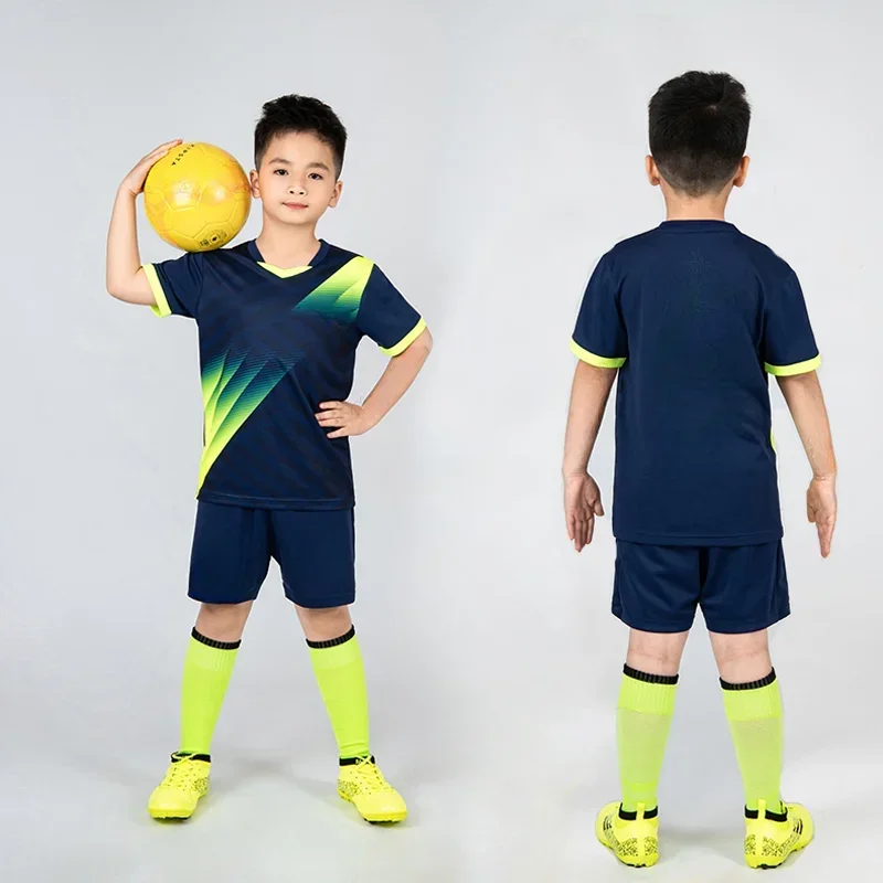 Boys Football Jersey tracksuit Child Soccer Sports Uniforms Kids Play Ball Sportswear Kits vest children\'s football suit Socks