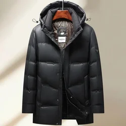 COZOK Designer Clothes Men Luxury Long Men's Down Jacket Leather Goose Padding Cold Padded 2025 Winter Mens Coat