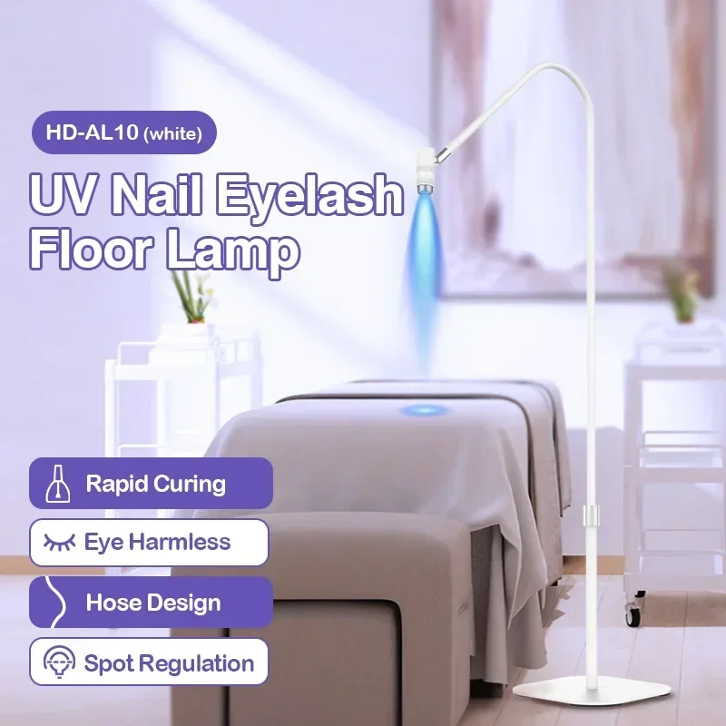 6W UV Light Lamp For Eyelash Extension UV Glue Curing Blue Light Nail Beauty Eyelashes Grafting Foot Step Switch Floor Lamp