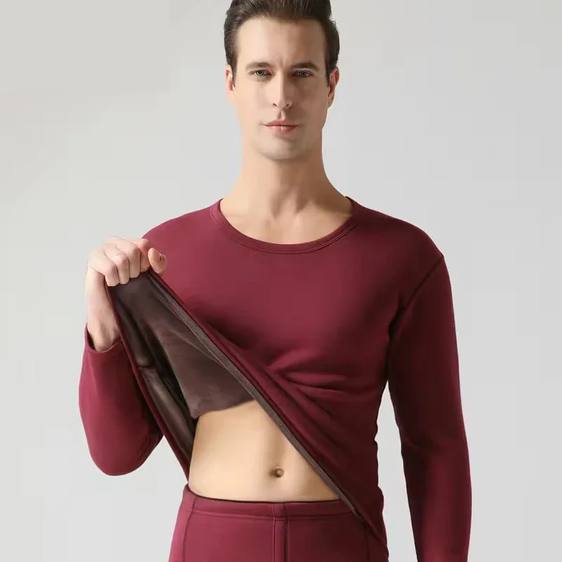 Winter Long Johns Sets Man Velvet Tops +Pants Underwear Sets Men Thermal Underwear Long Winter Clothes Men Thick Keep Warm Solid