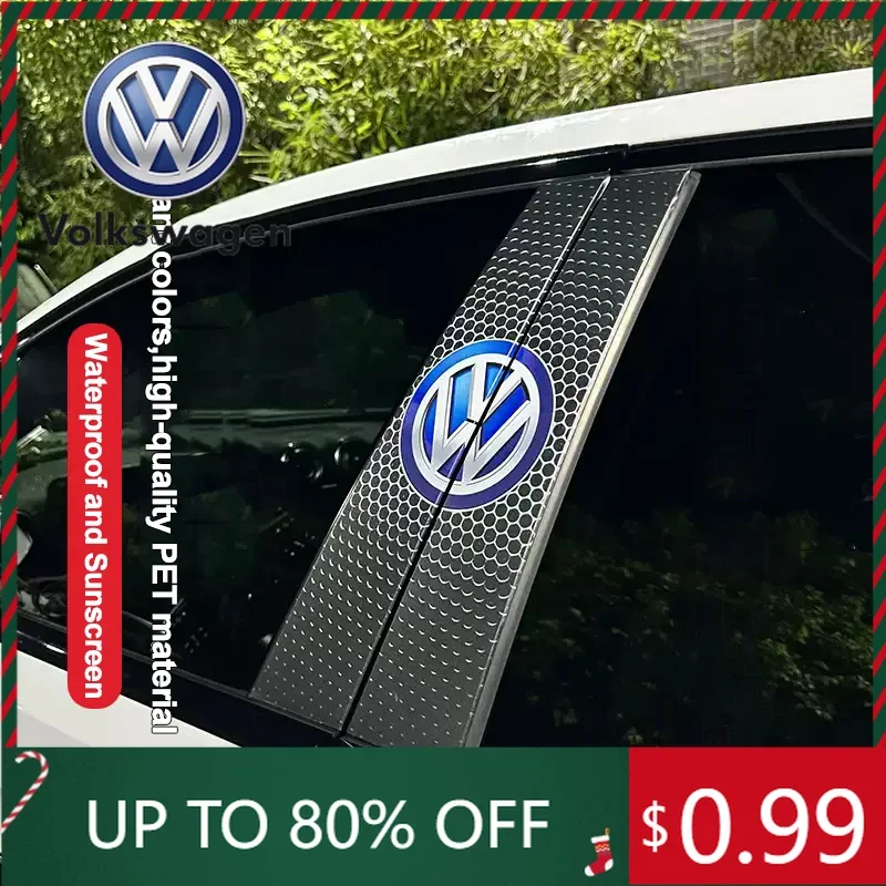 

For VW Volkswagen Jetta MK5 Golf 2Pcs Car Center Pillar Sticker Auto Logo Decorative Accessories For Volkswagen Tiguan Passat Go