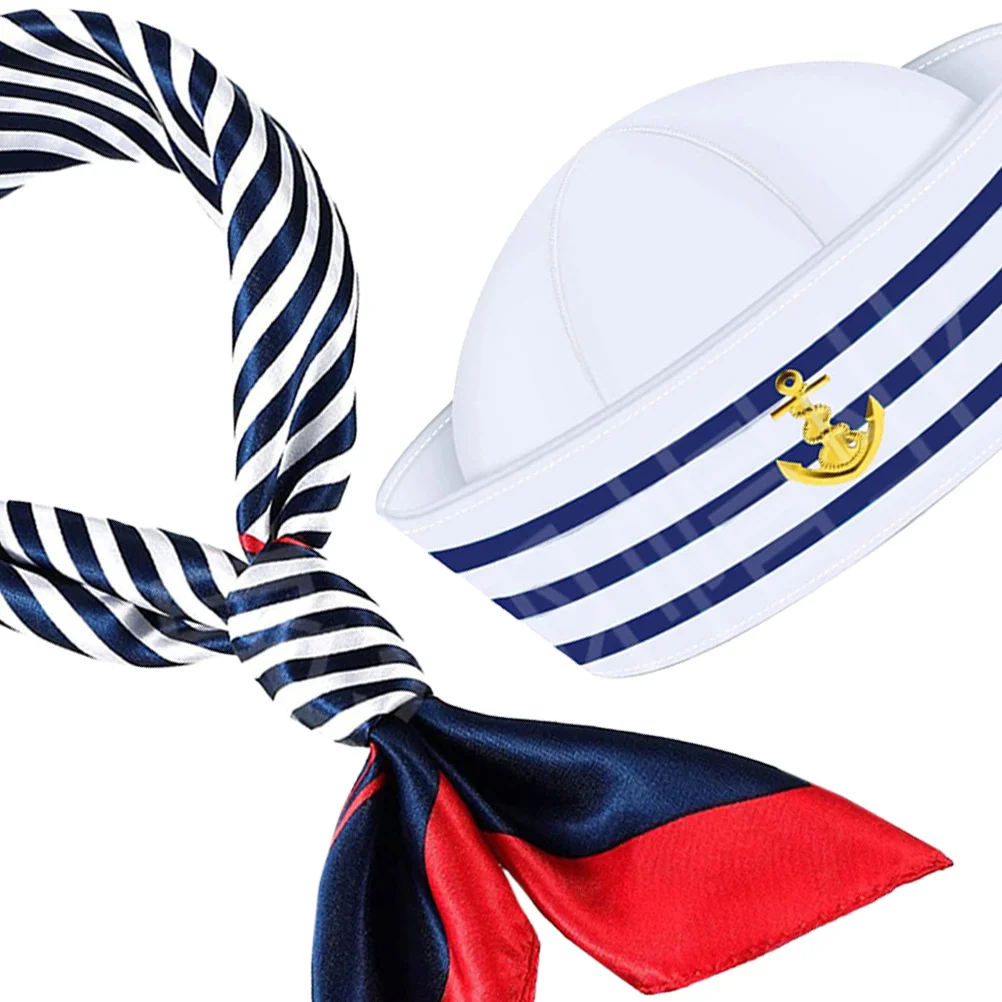 Ensemble de tenue de capitaine de mer, comprend un chapeau de marin, une écharpe, un Costume nautique pour hommes et femmes, accessoire de fête à thème marin