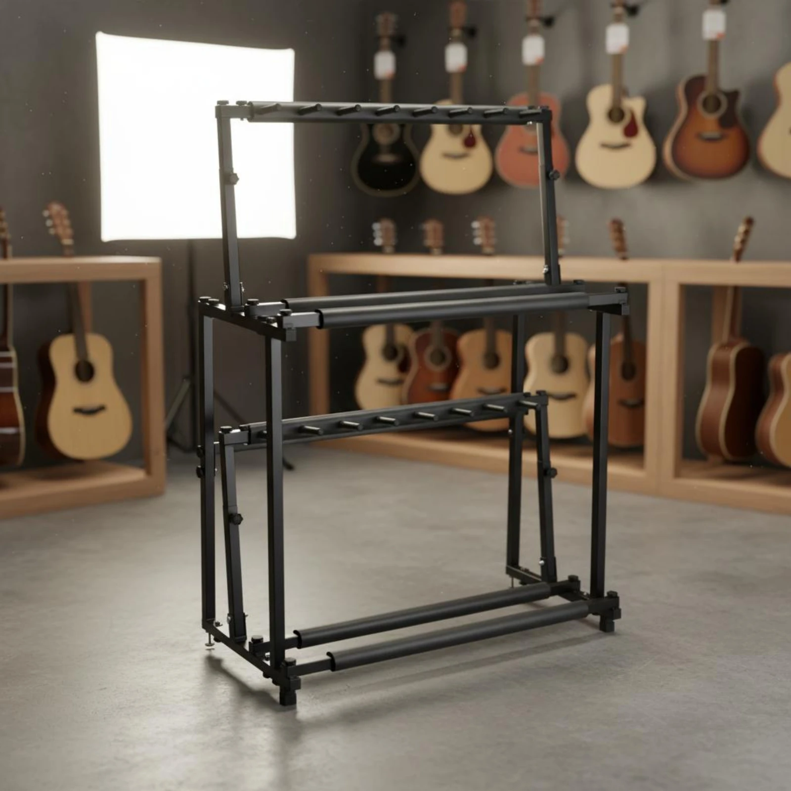 14 Slot Ukulele Display Stand Sturdy Double Tier Ukulele Stand Music Gear Safeguarding Sponge Soft Felt Pad for Showroom Sellers view 5