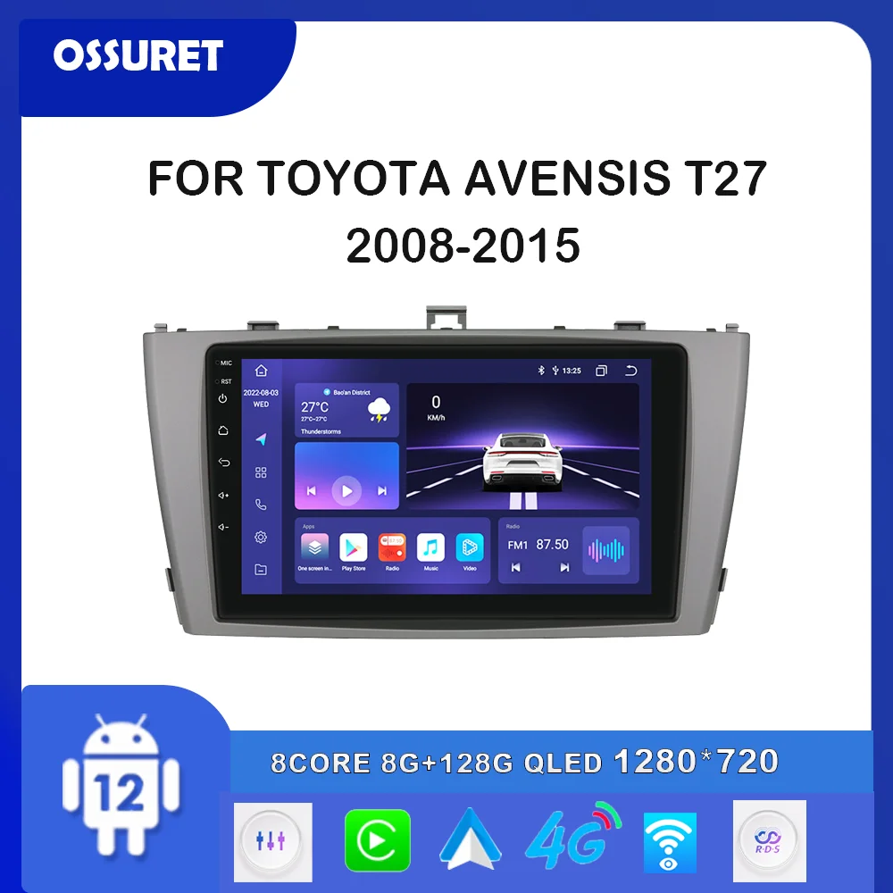 

Android 12 Car radio For Toyota Avensis T27 2008-2015 Multimedia Video player GPS navi Stereo 7862 DSP Carplay 4G wifi head unit