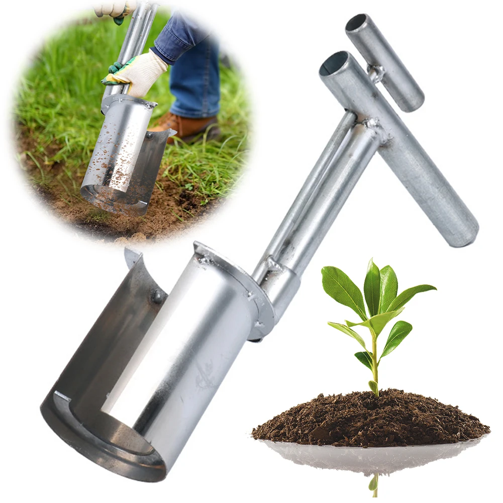 

Bulb Planter Tool Plant and Fruit Tree Seedling Transplanter T-Style Handle Seed Planting Tool Multifunctional for Gardening