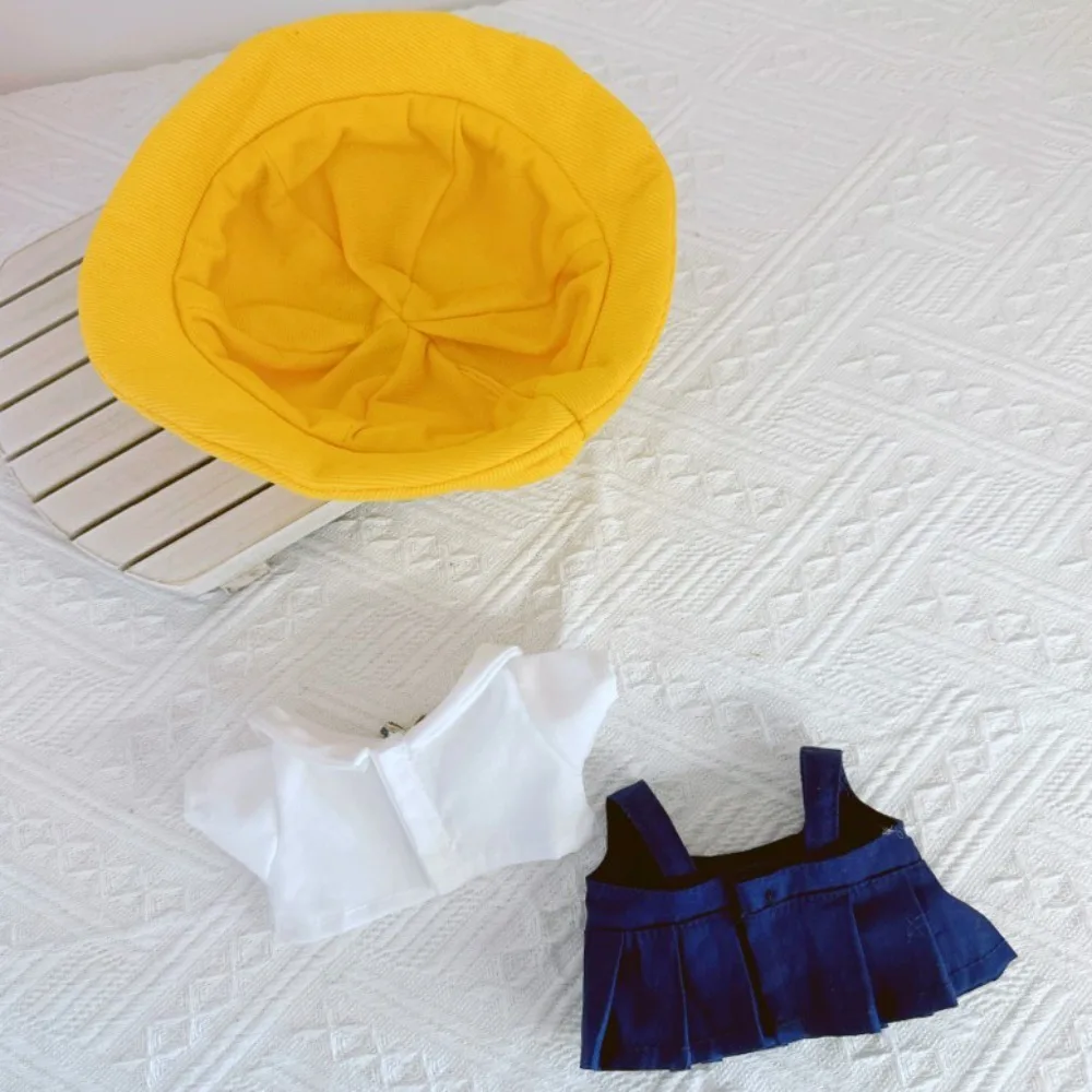 1 Juego de ropa para muñeca de algodón de 20cm para jardín de infantes, falda vaquera de pato amarillo, ropa para muñeca de algodón, Mini ropa para muñeca Kawaii sin atributo