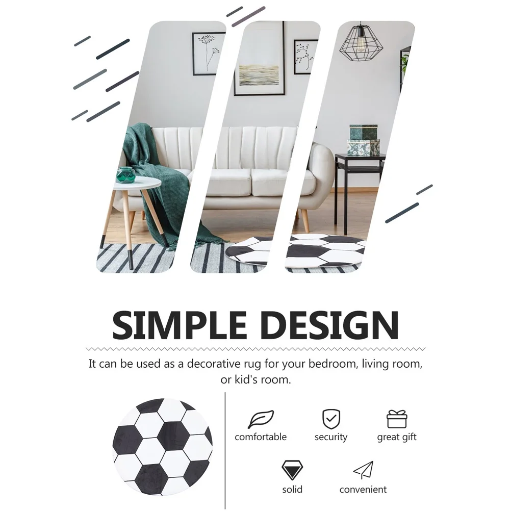 

Football Pattern Rug Round Design Floor Mat Non-Slip Chair Mat Computer Desk Carpet for Home Office Living Room Bedroom
