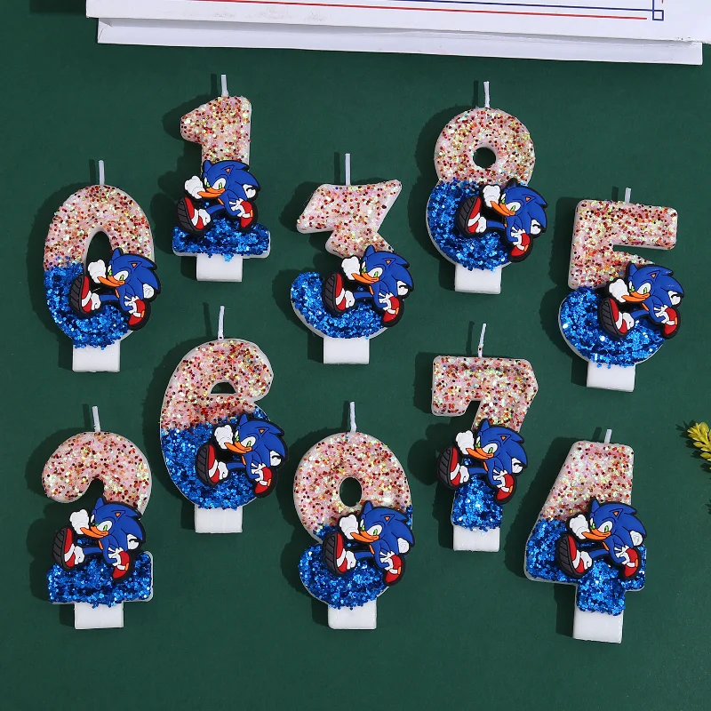 

Горячая распродажа: милые аниме-свечи Соник в виде цифр для дня рождения, цифровые свечи Соник для украшения торта, свечи для юбилейных вечеринок