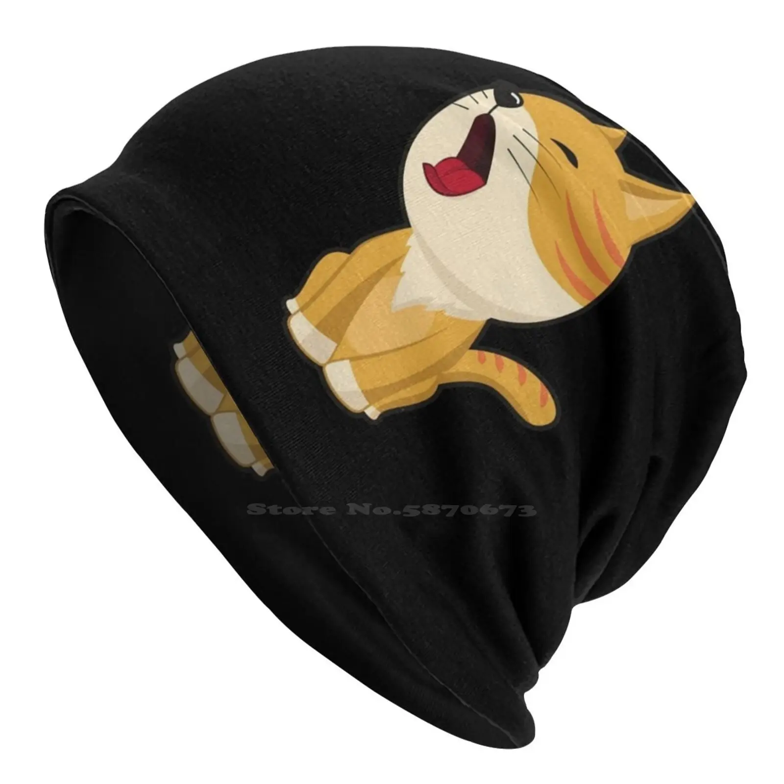 Cat Pencilcase Knitted Hat Warm Beanie Outdoor Caps Cat Pencilcase Cat Makeup Cat Toiletry Kitty