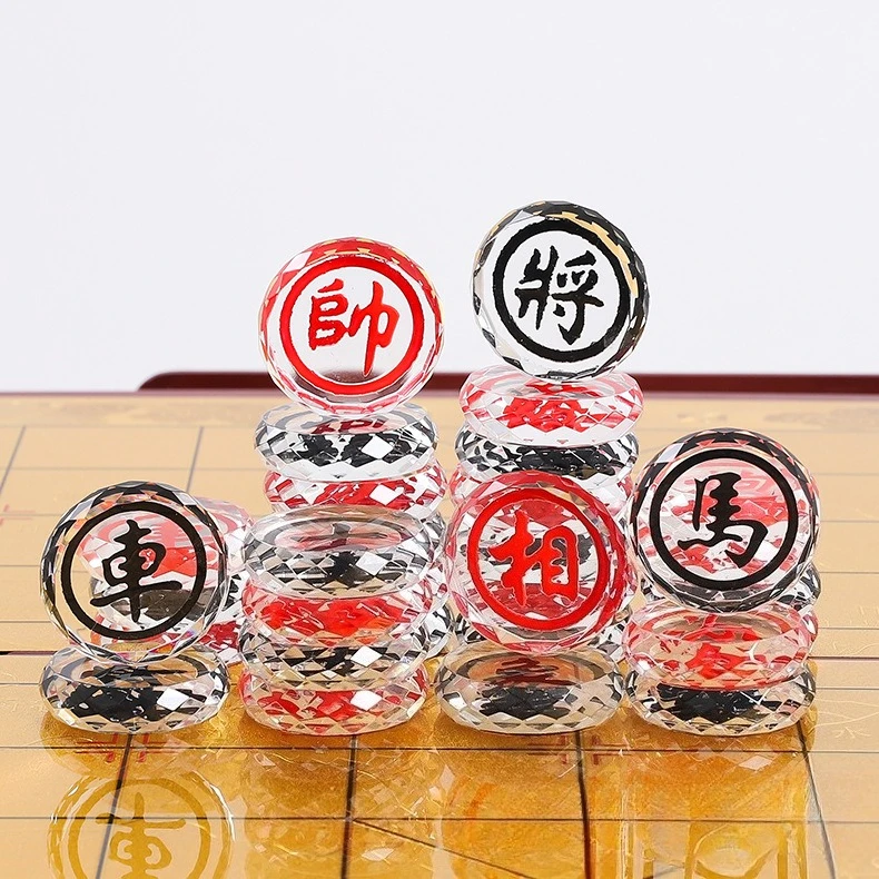 

Chessboard Glass Crystal Chinese Chess Folding Board Game Puzzle Set Strategy Gift Checkers Xiangqi Entertainment Portable