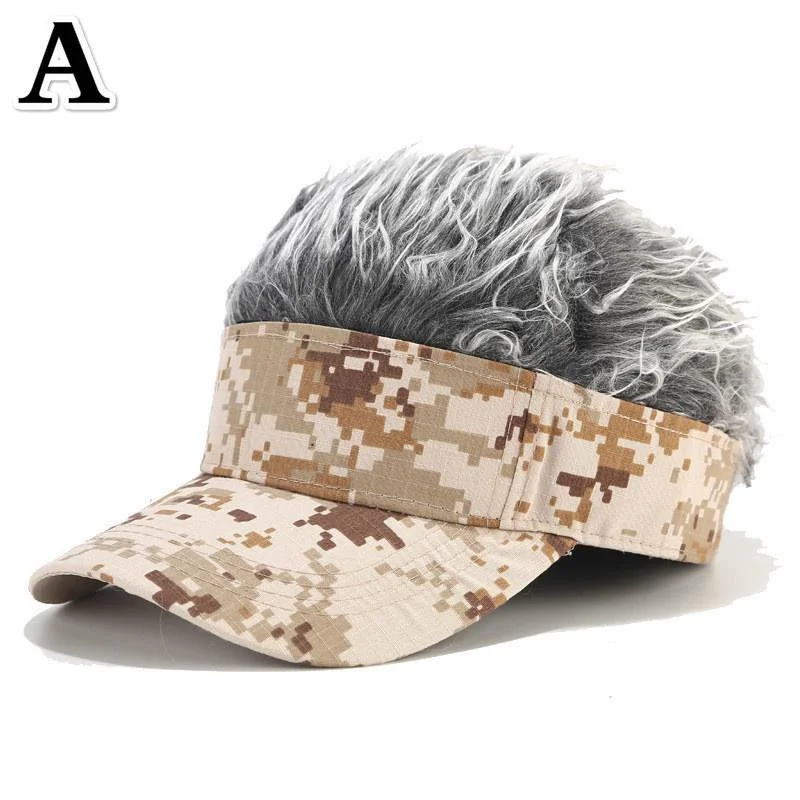 Men\'s Wig Camouflage Hat Fashion Casual Golf Baseball Cap Multi Color Wig Sun Visor Adjustable Button Sports Rock Punk Style