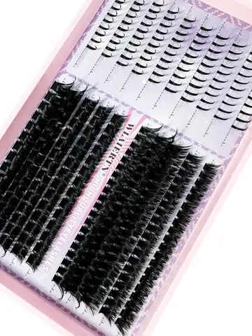 Lash Extensions Kit Spikes Lash Individuals 3D Volume Eyelash Clusters D-Curly Lash Clusters Kit 10-16MM DIY Eyelash Extensions