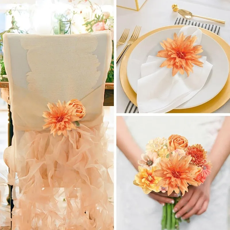 24 Stück künstliche Pfingstrosen-Blumen, Kopf für Hochzeitsdekoration, gefälschte Blumen, Heimdekoration, Geburtstagsfeier, DIY-Girlande, Geschenkzubehör – Detail 8