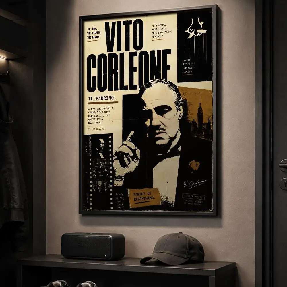 Movie T-The Godfather Poster Vintage Wall Art Aesthetic Room Decor Print Living Room Bedroom Home