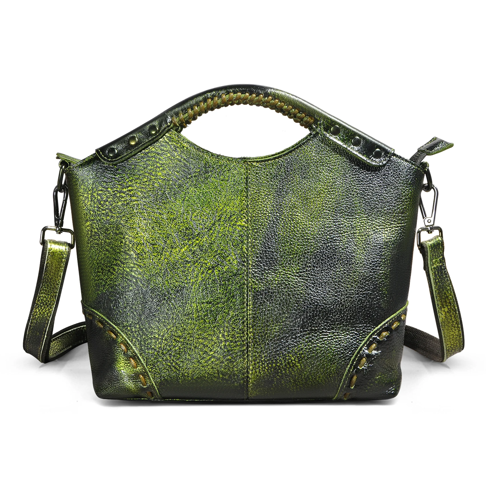 Thick LEATHER Emboss Green High Quality Luxury Ladies Casual Design handbag Shoulder bag Women female ol elegant Tote bag 6640