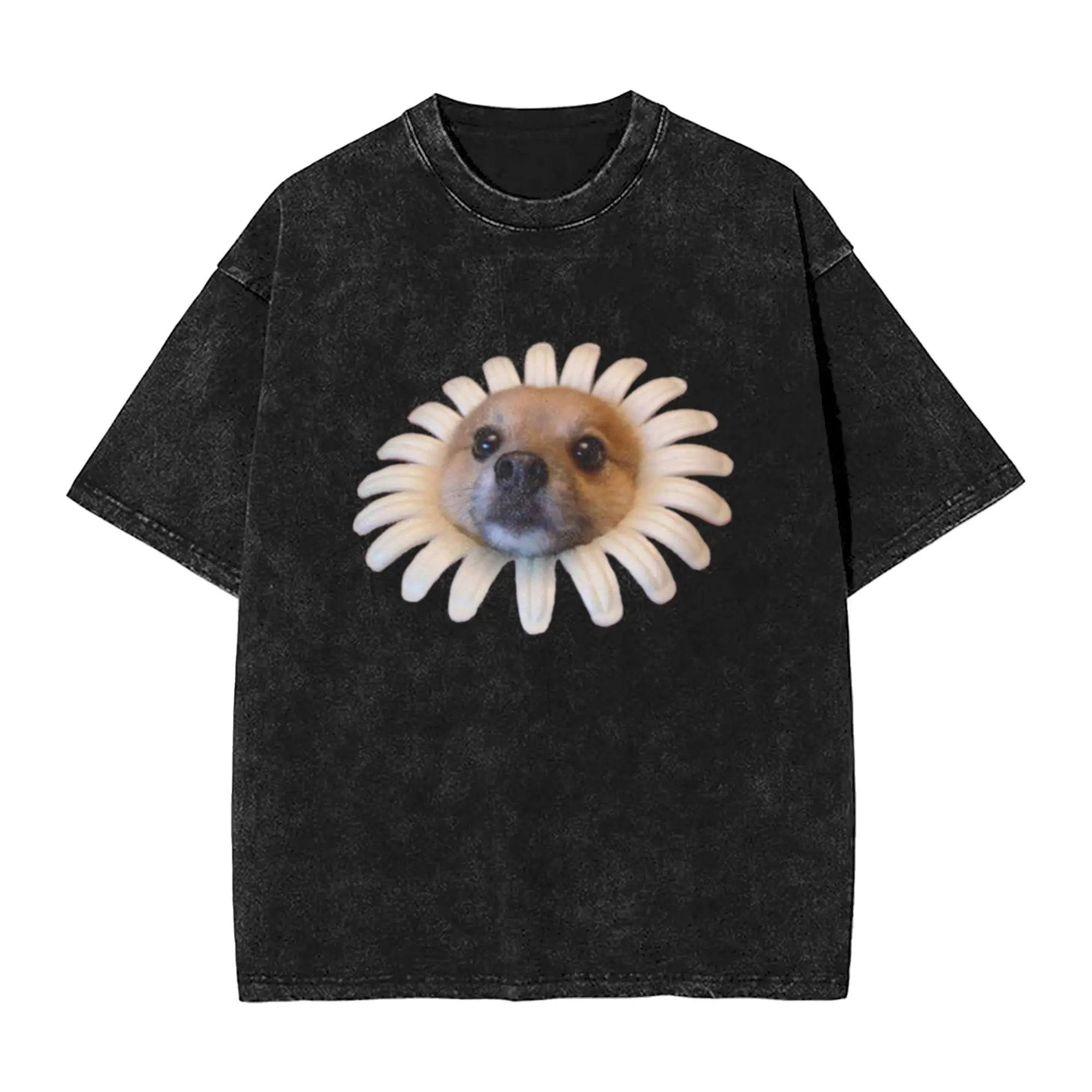Doggo Stickers  Flower Doggo Unique Comfort A Vintage Oversized Cotton Unisex T-Shirts