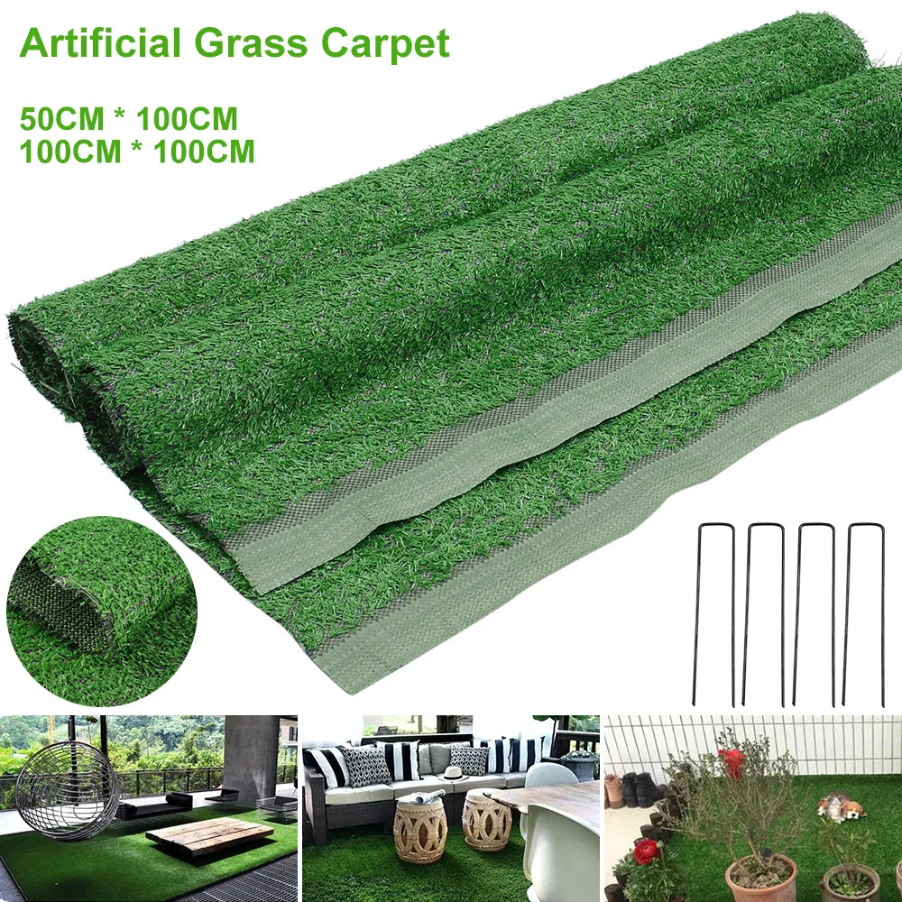 50cm/100cm Grass Mat Green Artificial Moss Lawns Garden Turf Carpets Fake Sod Artificial Plant DIY Landscape Wedding Home Decor