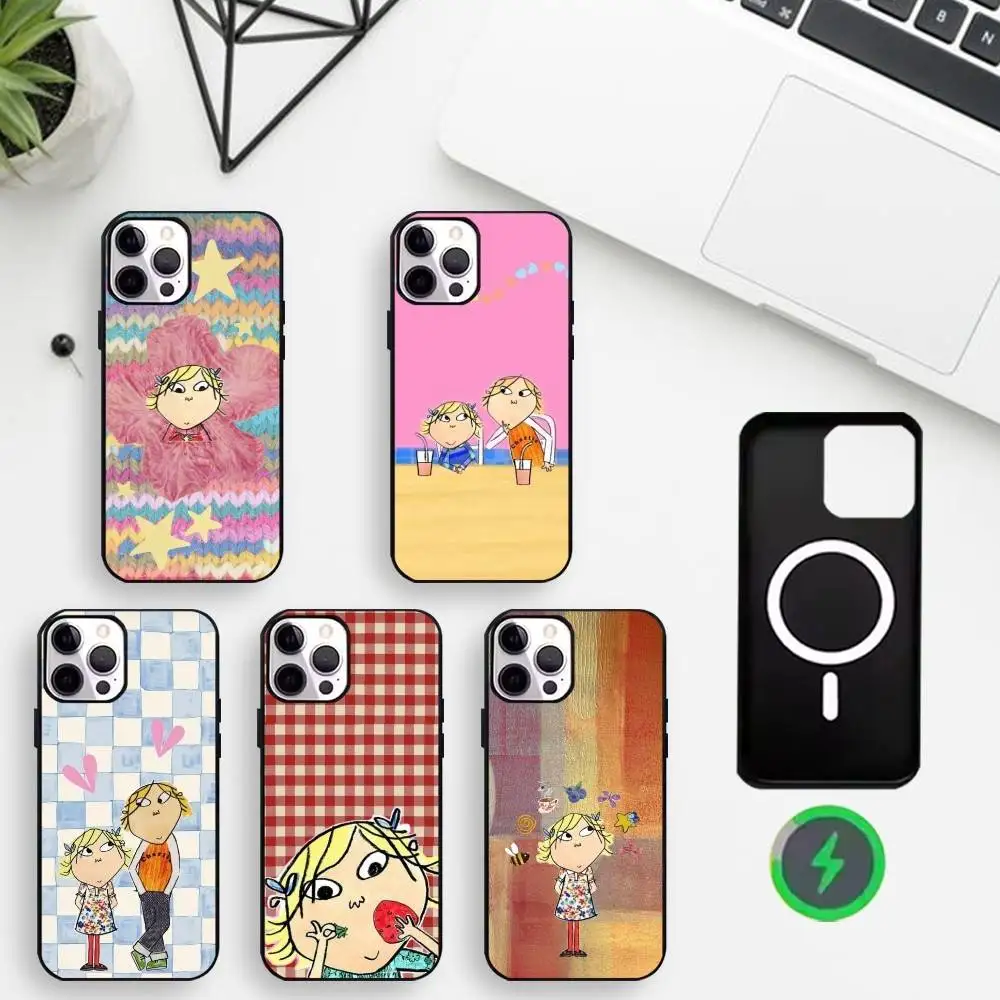 

C-Charlie And L-Lola Anime Phone Case For iPhone17,16,15,14,13,12,11 Plus,For Magnetic Wireless Charge Cover