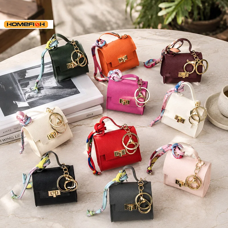 HOMEFISH Mini Bolso Cuadrado de Cuero, Colgante de Lujo, Lindo Llavero, Monedero Creativo, Accesorios de Moda para Decoración de Bolsos