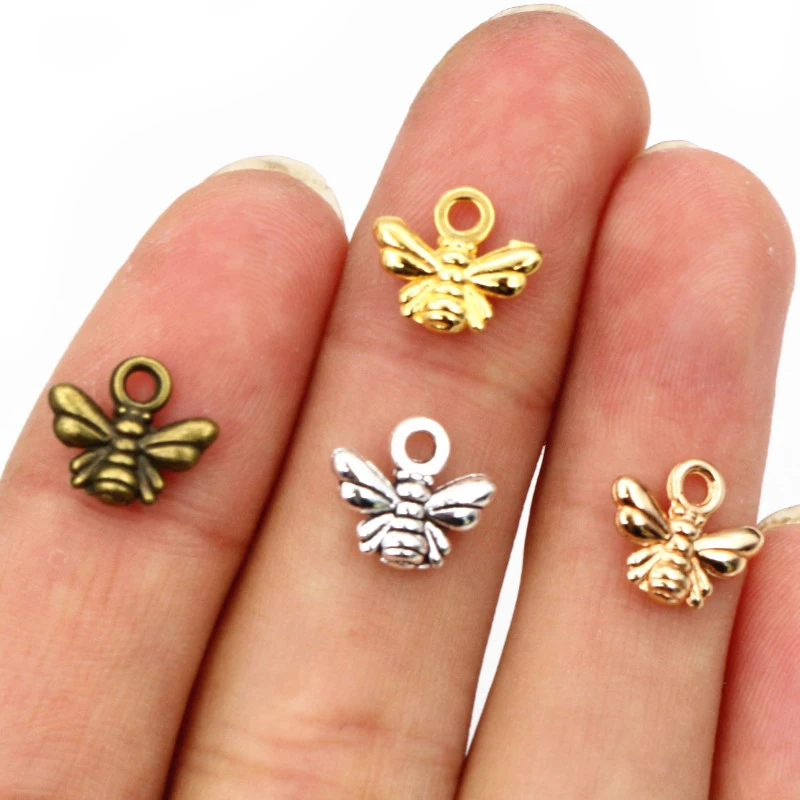 30pcs Charms bee 10x11mm Tibetan Silver Plated Bronze Gold Plated Pendants Antique Jewelry Making DIY Handmade Craft