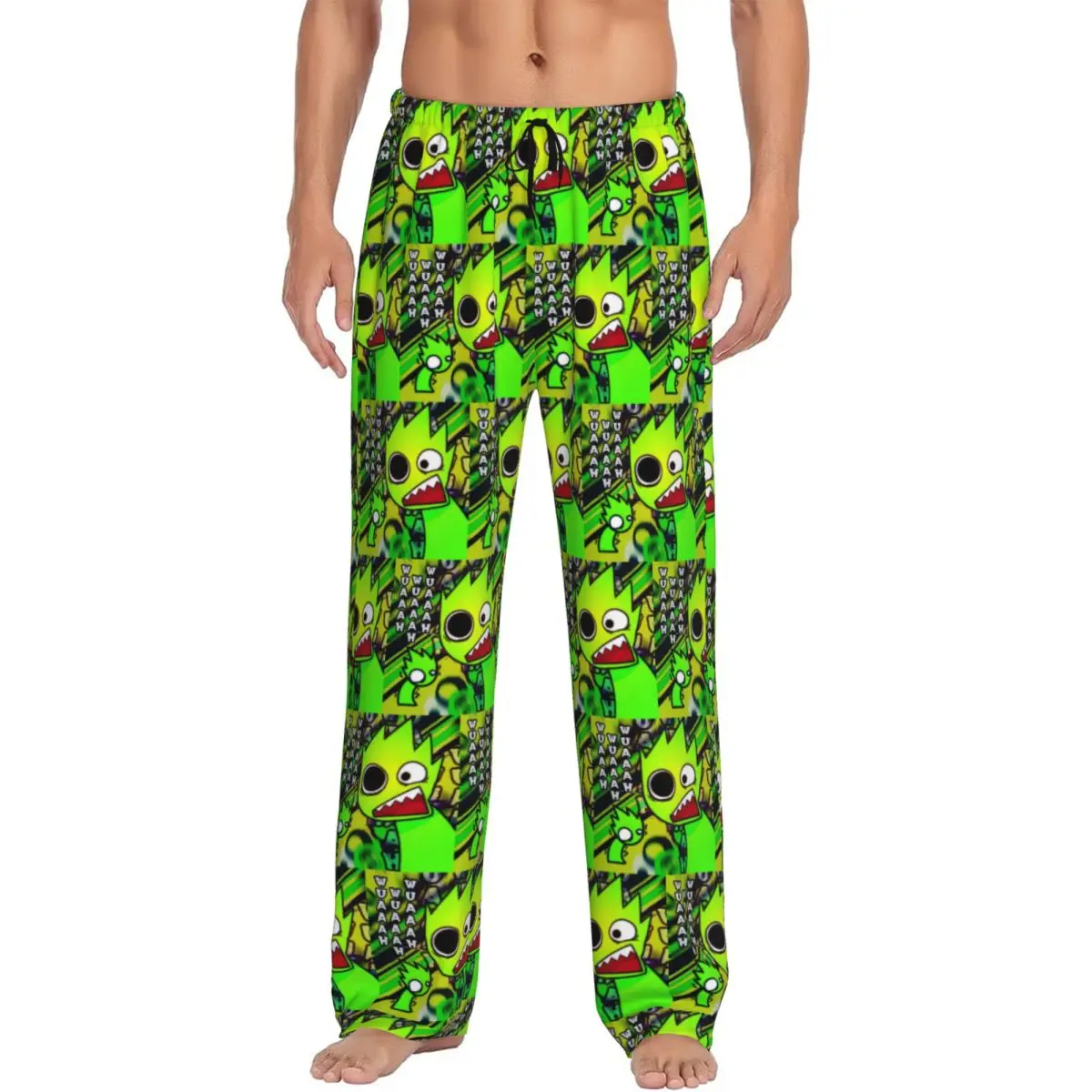 

Custom Sprunki Cartoon Incredibox Game Pajama Pants Men Sleepwear Sleep Lounge Bottoms with Pockets