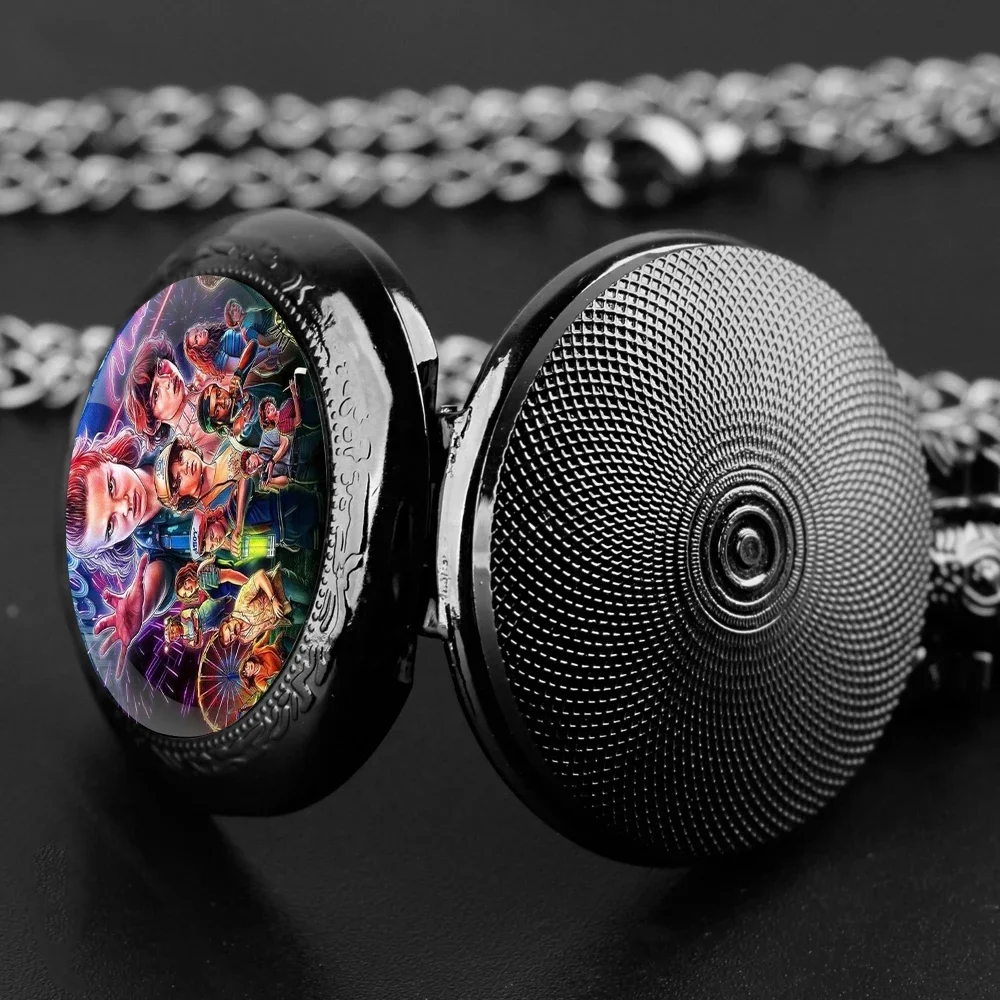 Personalized Character Set Black Dome Glass Pocket Watch
