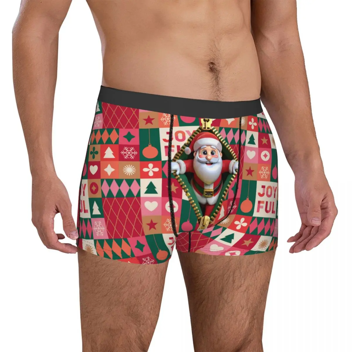 Christmas New Year Santa Claus Men\'s Underwear Boxer Shorts Panties Funny Breathable Underpants for Male S-XXL