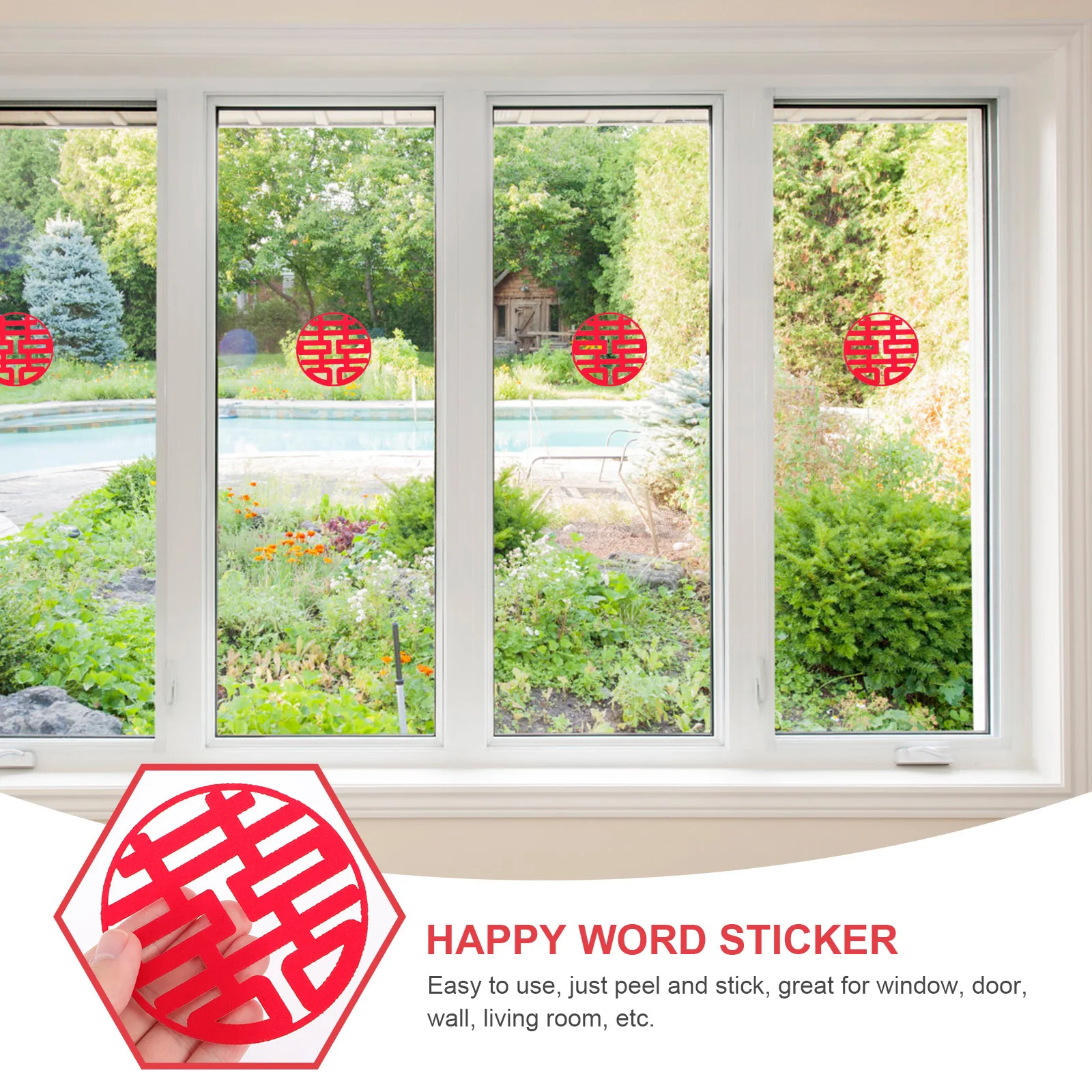 

30Pcs Chinese Wedding Xi Stickers Non-Woven Red Paper-Cuts Traditional Decorations Happy Festival Atmosphere Wedding Decorations