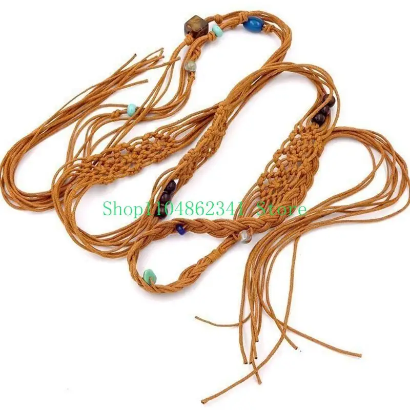 

652F Unique Women Shirt Waist Belt Vintage Bohemian Adjustable Braided Waist Belt Knot Women Dress Shirt Waist Seal Belt