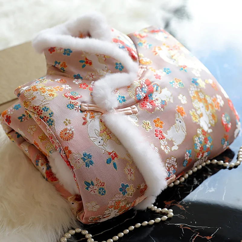 

Новая китайская утепленная хлопковая традиционная верхняя одежда для осени и зимы с цветочным узором в стиле ретро для повседневной носки