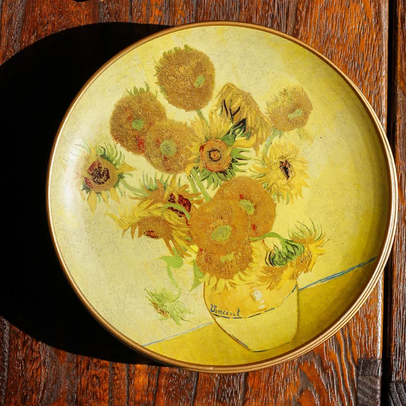 

25cm Van Gogh Oil Painting PlateEuropean-style Decorative Plate Ornaments Ceramic Sitting Plate Restaurant Front Hanging Plate