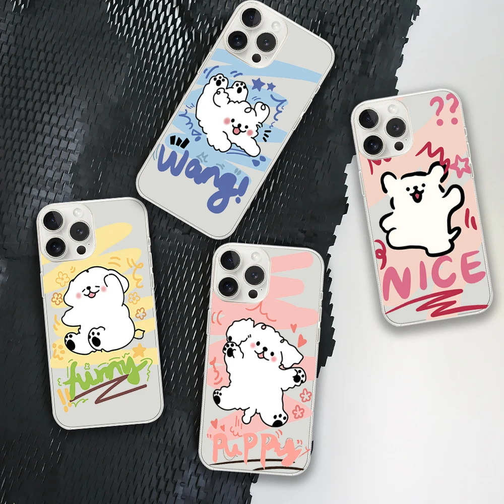 Funda de teléfono con dibujos animados para iPhone, carcasa suave y transparente para modelos 12, 11, 13, 14, 15, 16 Max Pro Plus