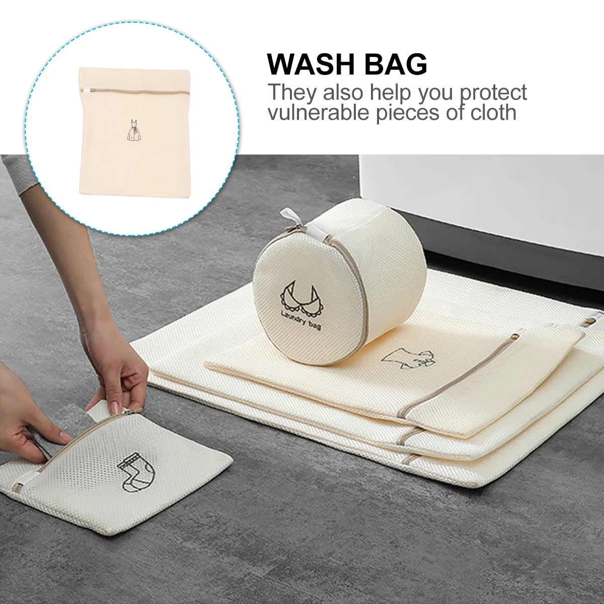 

6 Pcs Set Garment Bags for Laundry Thickened Washing Delicate Fine Bra Mesh