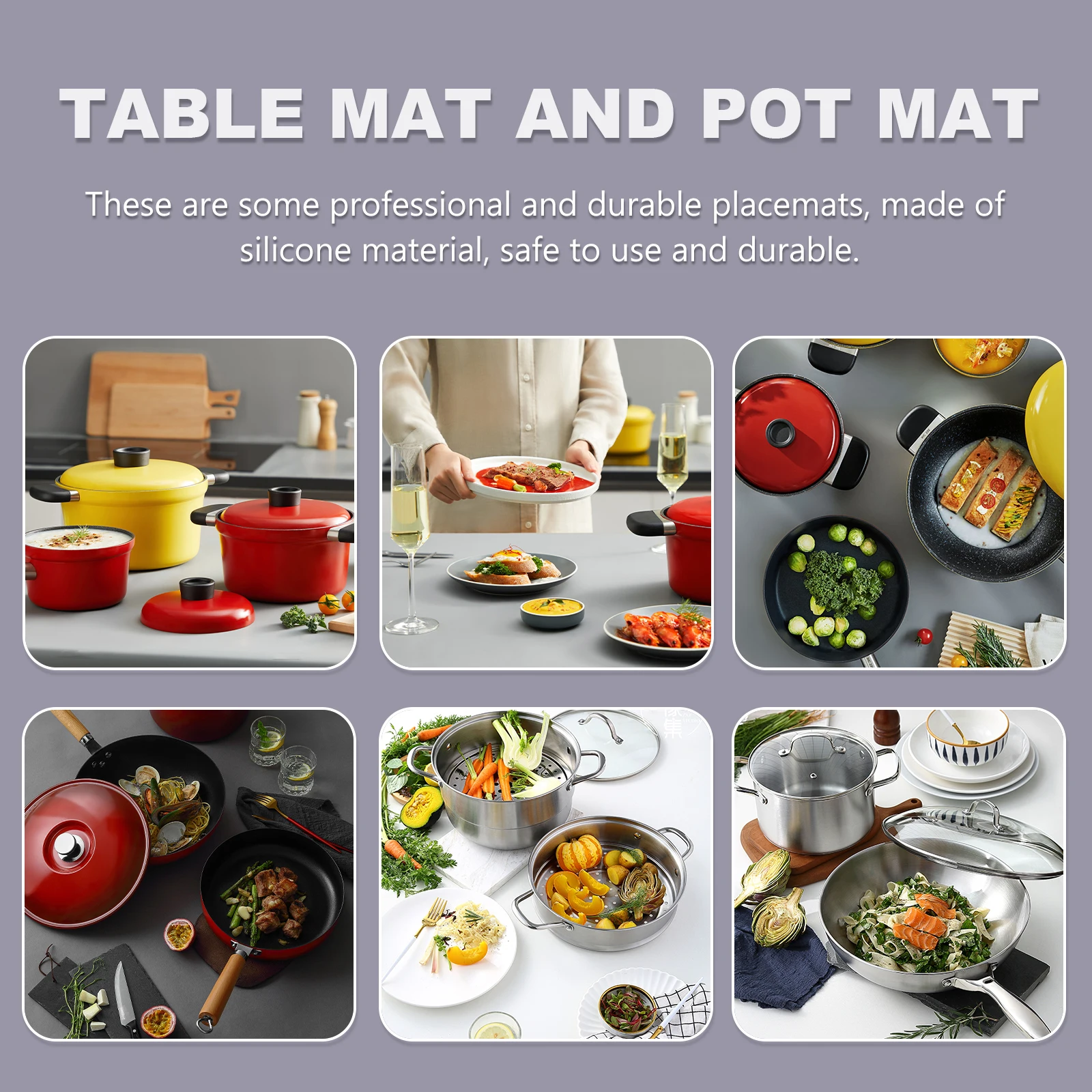 

2pcs Silicone Microwave Oven Mat Heat Resistant Placemat Multi-Functional Anti-Slip Pot Pad Kitchen Tableware Mat Household