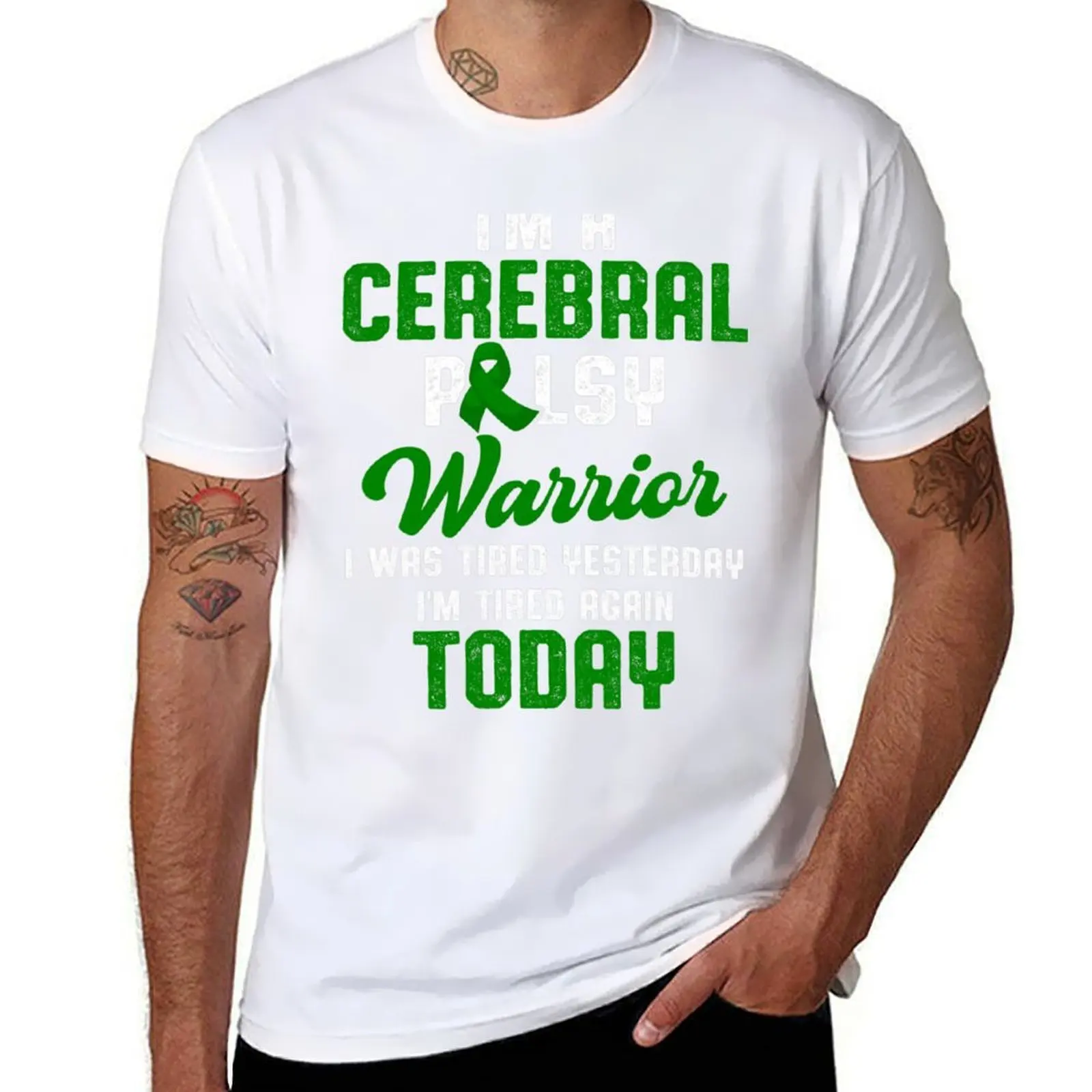 

Cerebral Palsy Cp Awareness Tired Warrior Survivor T-Shirt t shirts for man graphic vintage t shirt for man T-Shirt