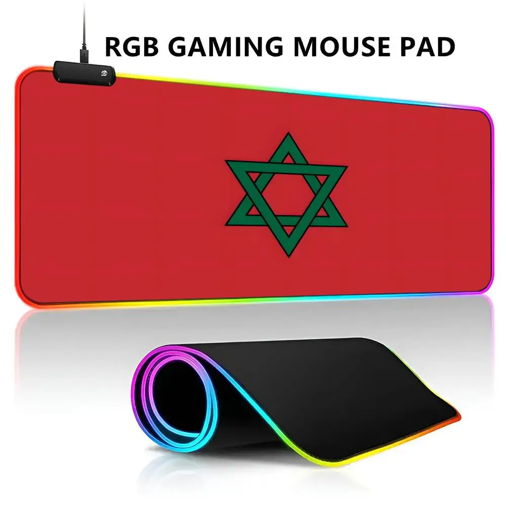 

Коврик для мыши с флагом Марокко, RGB светодиодный игровой коврик для мыши, водостойкий большой ковер для геймерской мыши, большой коврик для клавиатуры Mause, игровой коврик для ПК, стол